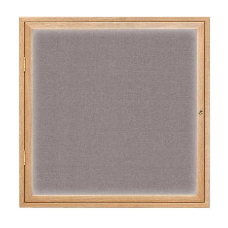 UNITED VISUAL PRODUCTS Single Door Slim Enclosed Radius EZ Tack Board, 48"x36", Satin/Marble UVRDS48EZ-MARBLE-SATIN